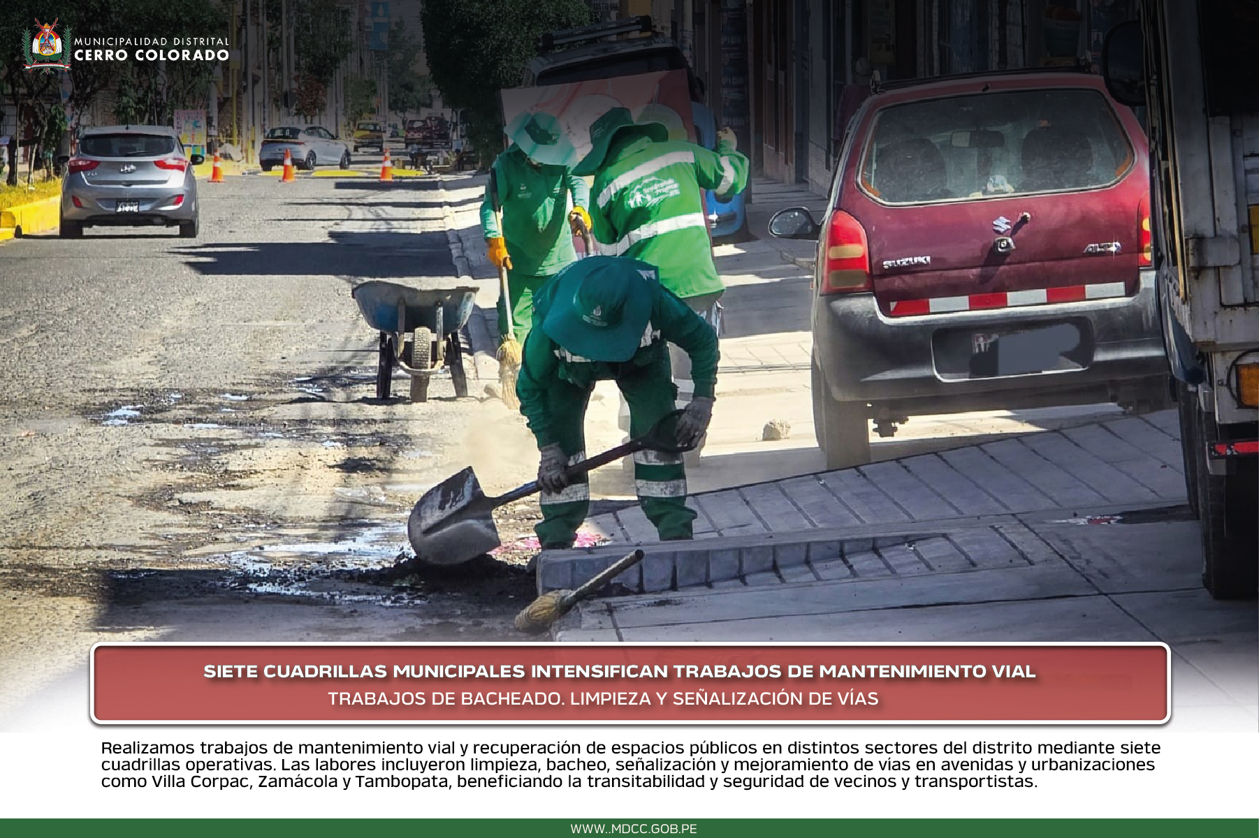 MUNICIPALIDAD DE CERRO COLORADO EJECUTA TRABAJOS DE MANTENIMIENTO VIAL ...